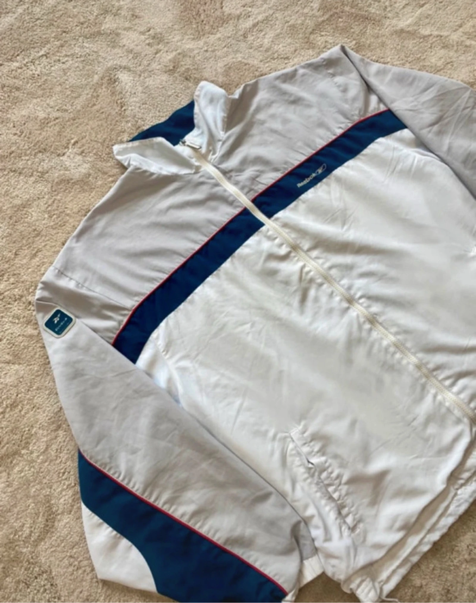 Reebok Jaqueta Esportiva Vintage Branca e Azul Marinho Tamanho XL – photo 5